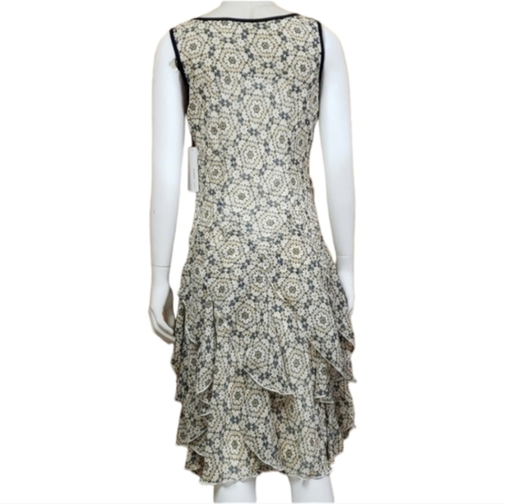 Robbie Bee Dress Yellow Sleeveless Fit Flare Floral Boho Geometric Ruffled Lined - Picture 3 of 9